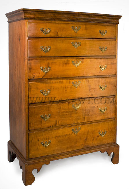 Chest of Drawers, Tall Chest, Six Drawers, Queen Anne
New England
Circa 1780, entire view